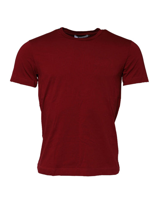 Dolce & Gabbana Dunkelrotes Herren T-Shirt mit Rundhalsausschnitt und kurzen Ärmeln