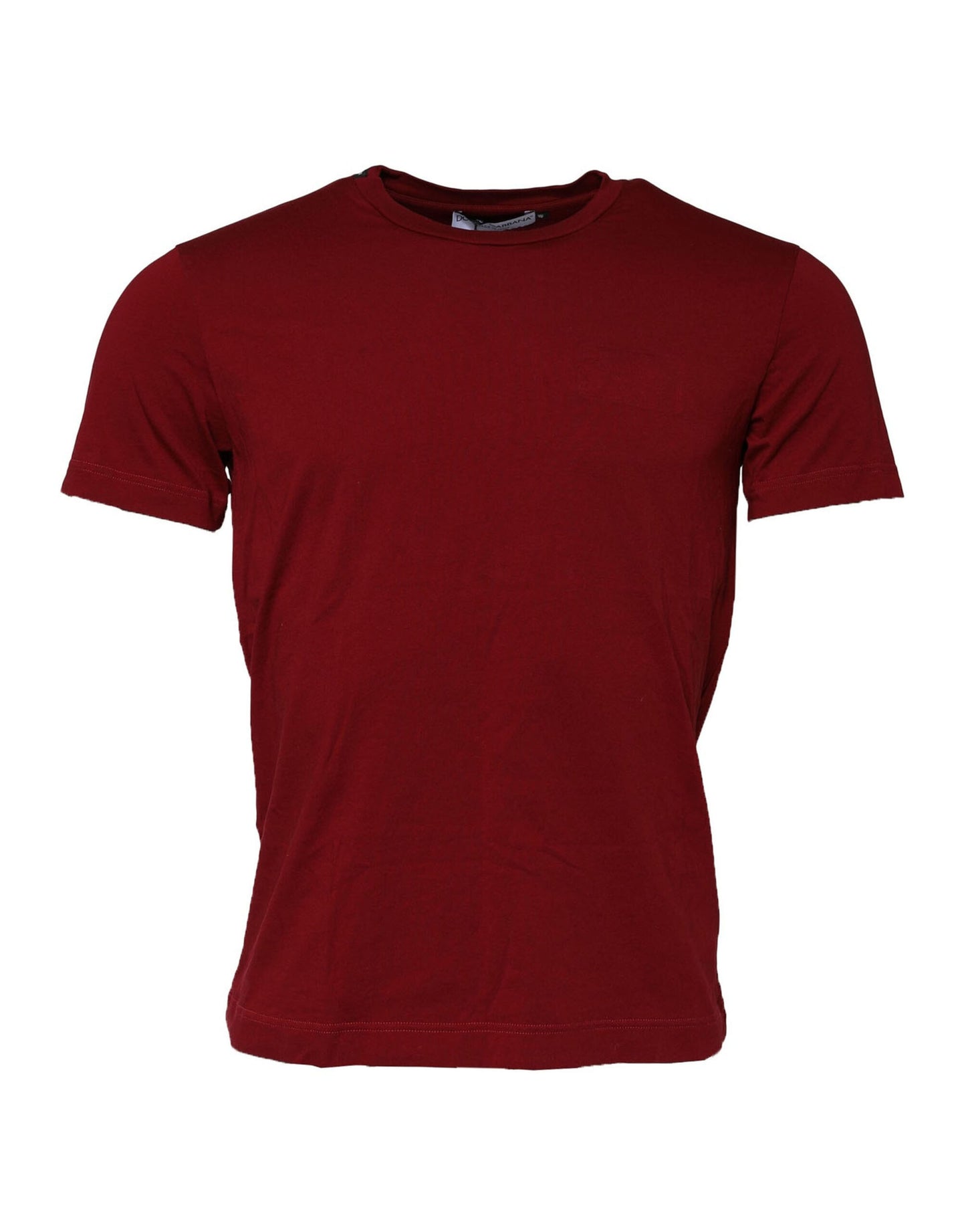 Dolce & Gabbana Dunkelrotes Herren T-Shirt mit Rundhalsausschnitt und kurzen Ärmeln
