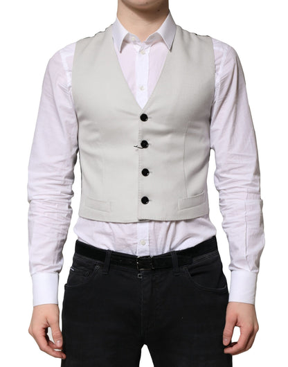 Dolce & Gabbana Graue Wolle Kleid Formal Männer Weste Weste