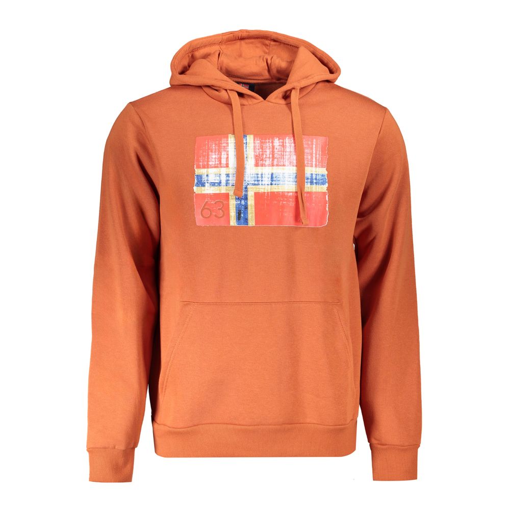 Norway 1963 Brauner Baumwollpullover für Männer mit Kapuze