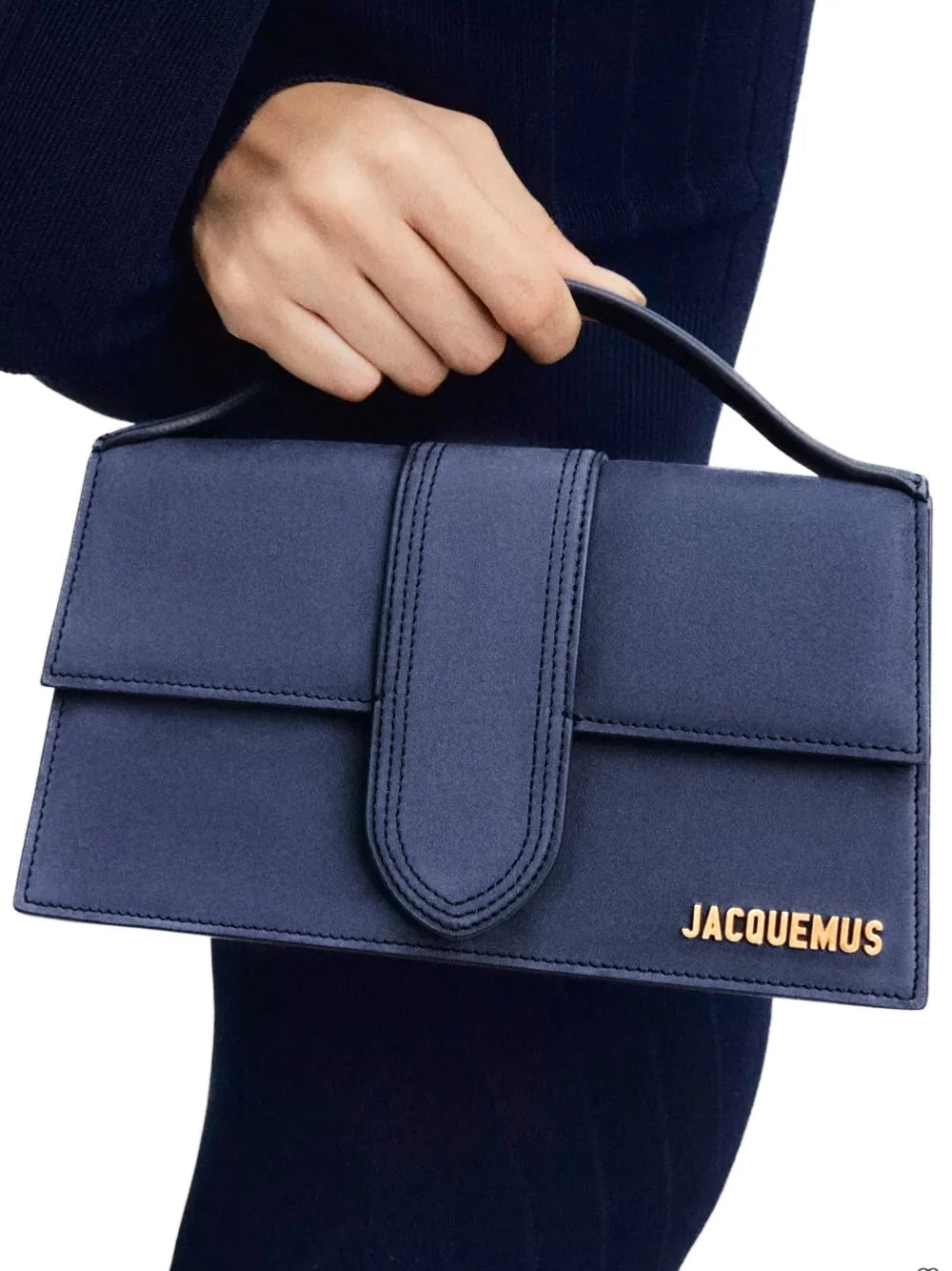 Jacquemus Le Grand Bambino Tasche aus blauem Wildleder
