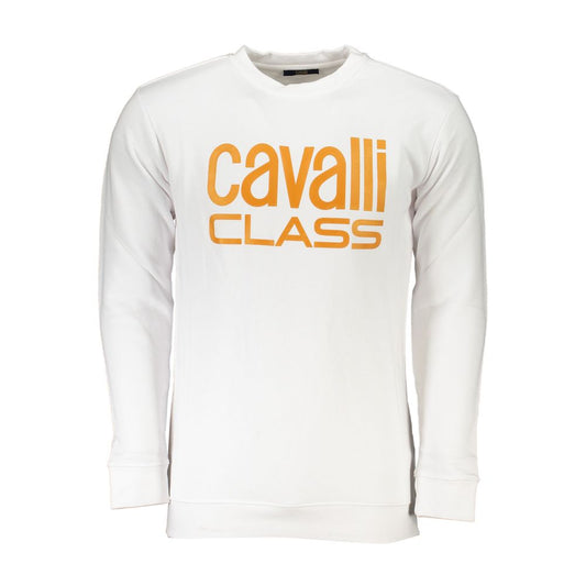 Cavalli Class Weißer Baumwollpullover für Männer