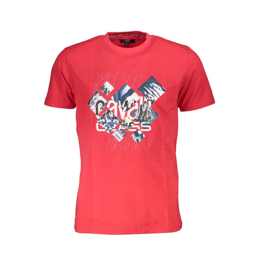 Cavalli Class Rotes Baumwolle Männer T-Shirt