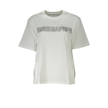 Patrizia Pepe Elegantes T-Shirt mit kurzen Ärmeln und Rundhalsausschnitt und Strassstein-Detail