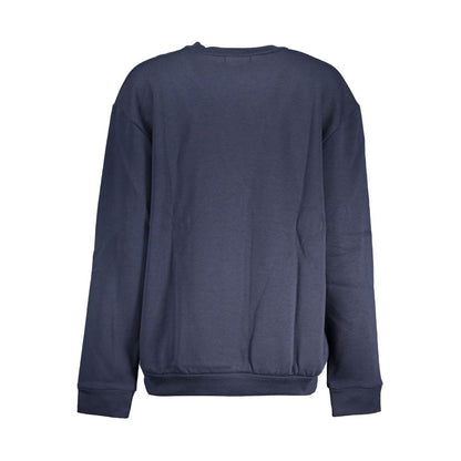 Cavalli Class Elegantes blaues Fleece-Sweatshirt mit Rundhalsausschnitt