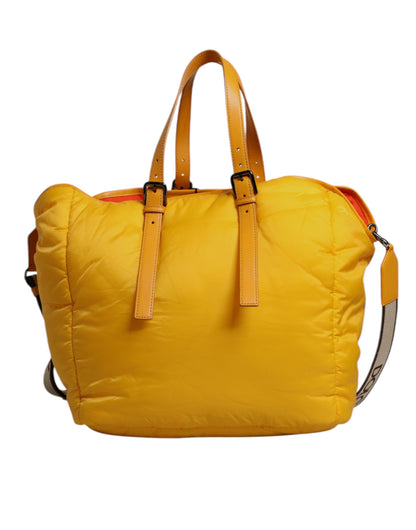 Dolce & Gabbana Gelbe Orange Nylon Logo Plaque Hand Umhängetasche