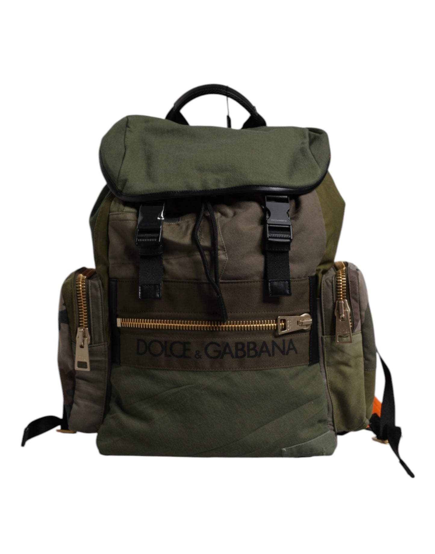 Dolce & Gabbana Grüner Patchwork-Reiserucksack Militärische Tasche