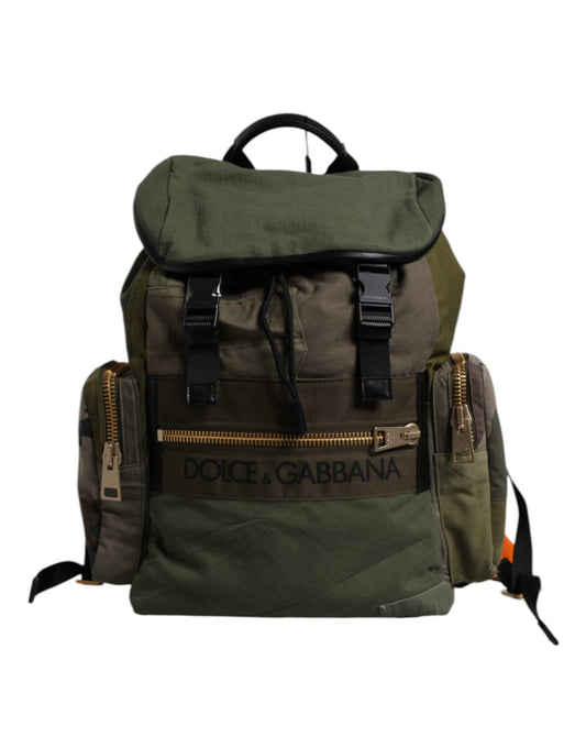 Dolce & Gabbana Grüner Patchwork-Reiserucksack Militärische Tasche