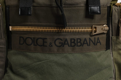 Dolce & Gabbana Grüner Patchwork-Reiserucksack Militärische Tasche