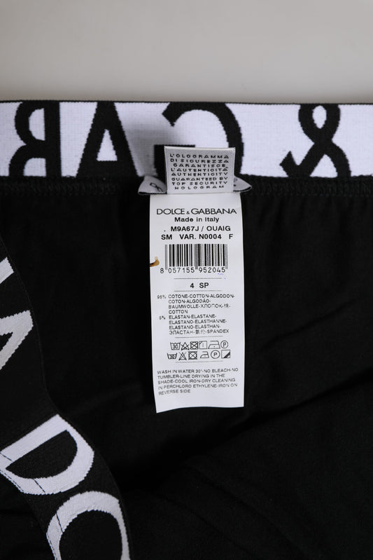 Dolce & Gabbana Schwarzer Cotton Stretch Regular Slip Unterwäsche