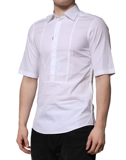 Dolce & Gabbana Weiß Baumwolle Kurze Ärmel Männer Formal Shirt