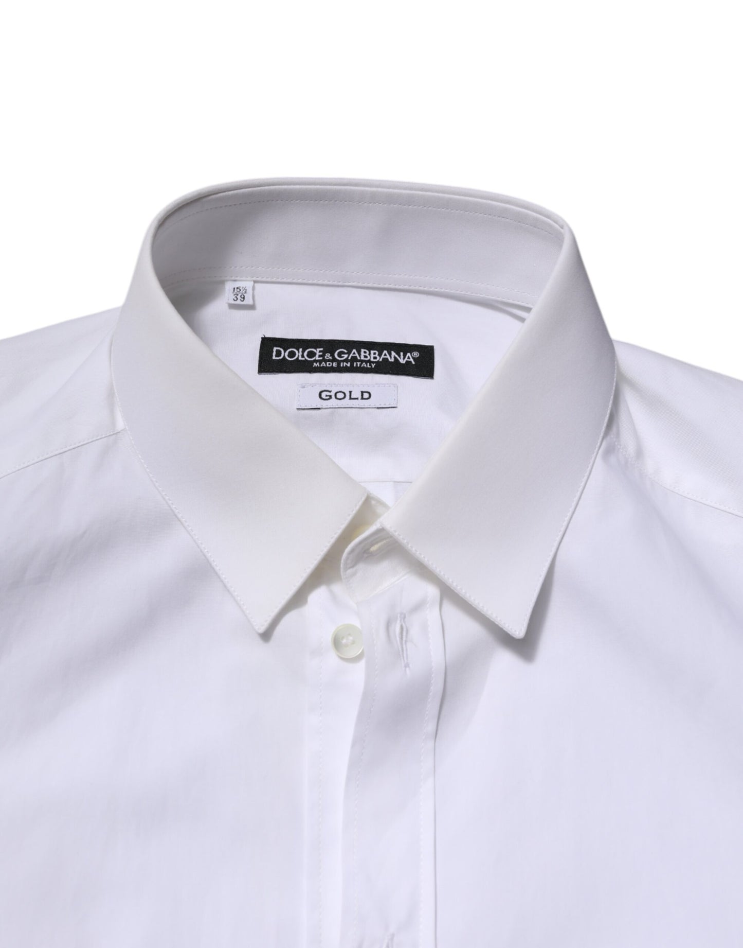 Dolce & Gabbana Weißes langärmeliges Hemd aus Baumwolle GOLD Formal
