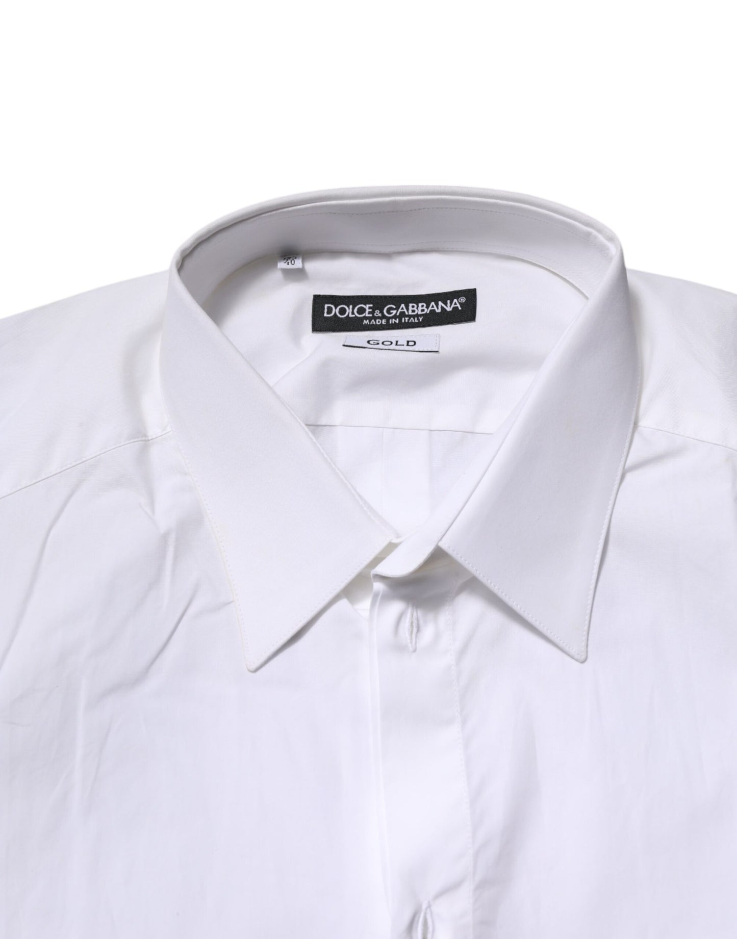 Dolce & Gabbana Weißes langärmeliges Hemd aus Baumwolle GOLD Formal