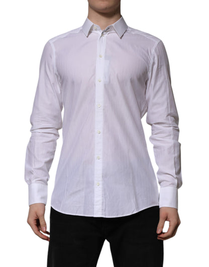 Dolce & Gabbana Weißes Langarmhemd aus Baumwolle MARTINI Formal