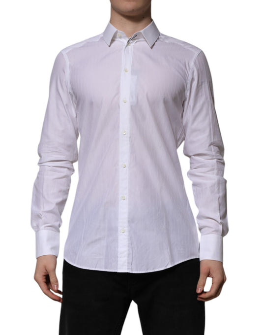Dolce & Gabbana Weißes Langarmhemd aus Baumwolle MARTINI Formal
