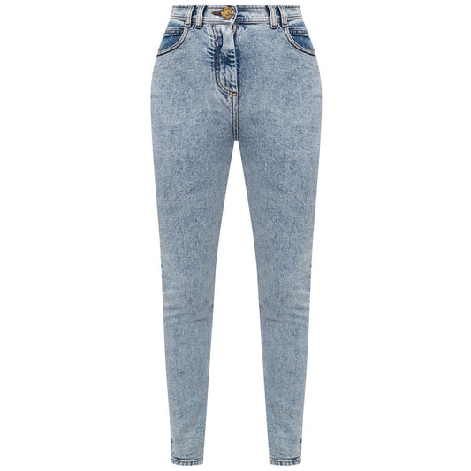 Balmain Blaue High-Waisted-Jeans aus Baumwolle
