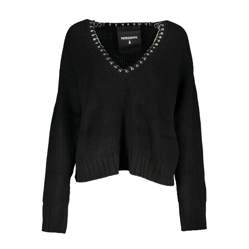 Patrizia Pepe Eleganter langärmeliger Pullover mit V-Ausschnitt und schicken Details
