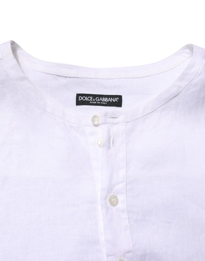 Dolce & Gabbana Weißes Leinenhemd mit langen Ärmeln für lässige Männer
