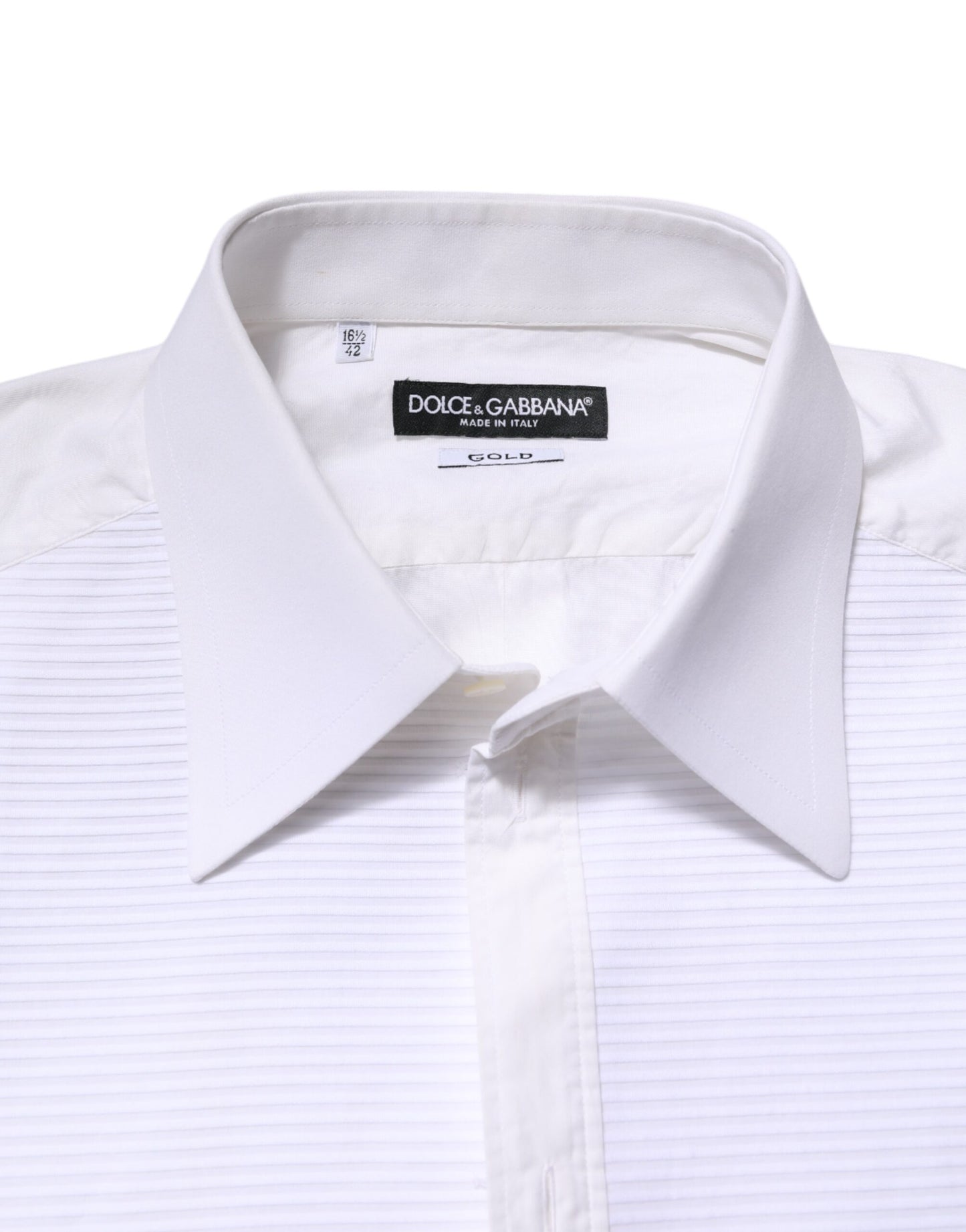 Dolce & Gabbana Weißes GOLD-Baumwollhemd mit langen Ärmeln für formelle Anlässe
