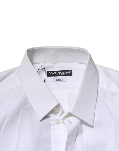 Dolce & Gabbana Weißes GOLD-Baumwollhemd für Männer, formelles Hemd