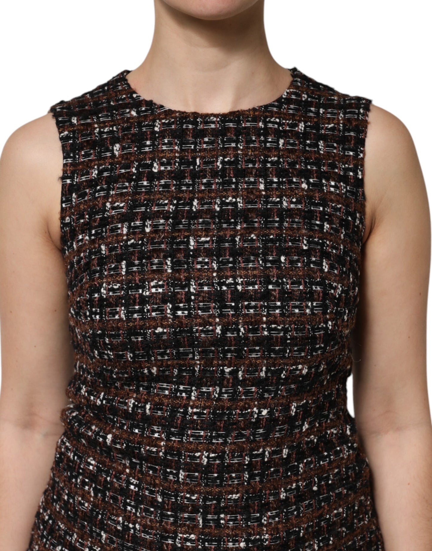 Dolce & Gabbana Multicolor Ärmelloses Mini-Tweed-Kleid in A-Linie