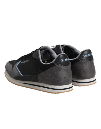 Trussardi Schwarz Gray Lace Up Low Top Casual Turnschuhe Schuhe