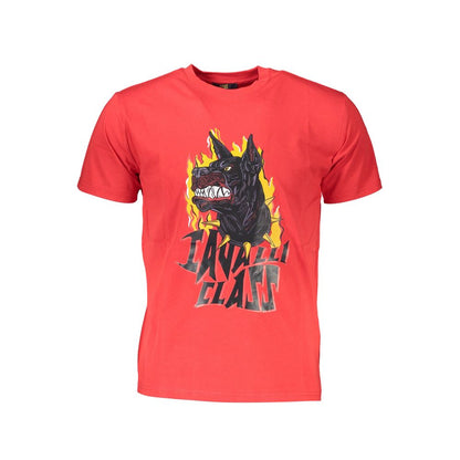 Cavalli Class Rotes Baumwolle Männer T-Shirt