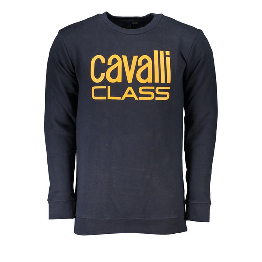 Cavalli Class Blauer Baumwollpullover für Männer