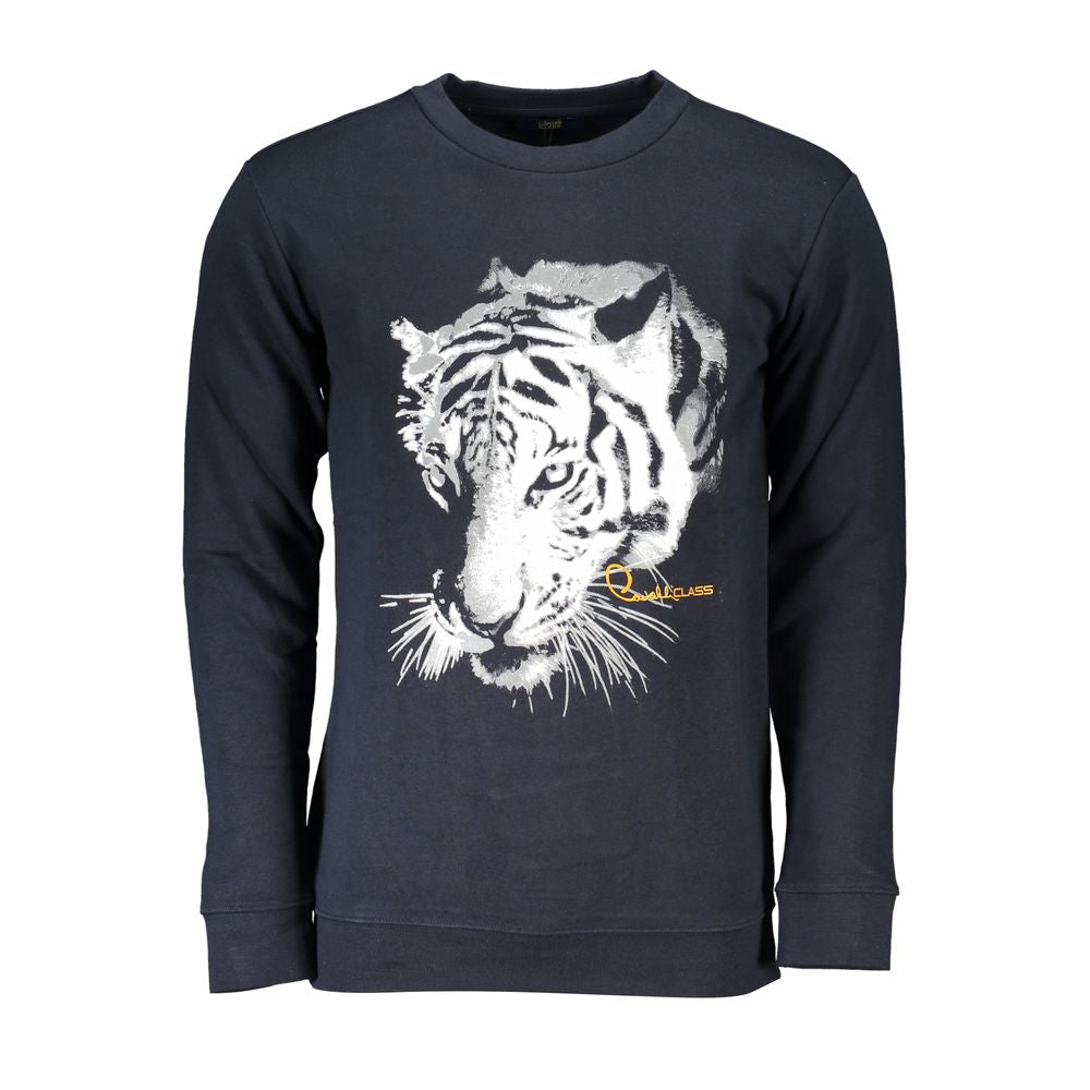 Cavalli Class Blauer Baumwollpullover für Männer