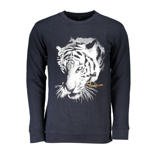 Cavalli Class Blauer Baumwollpullover für Männer