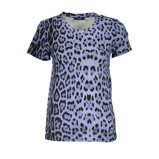 Cavalli Class T-Shirt aus blauer Baumwolle für Frauen