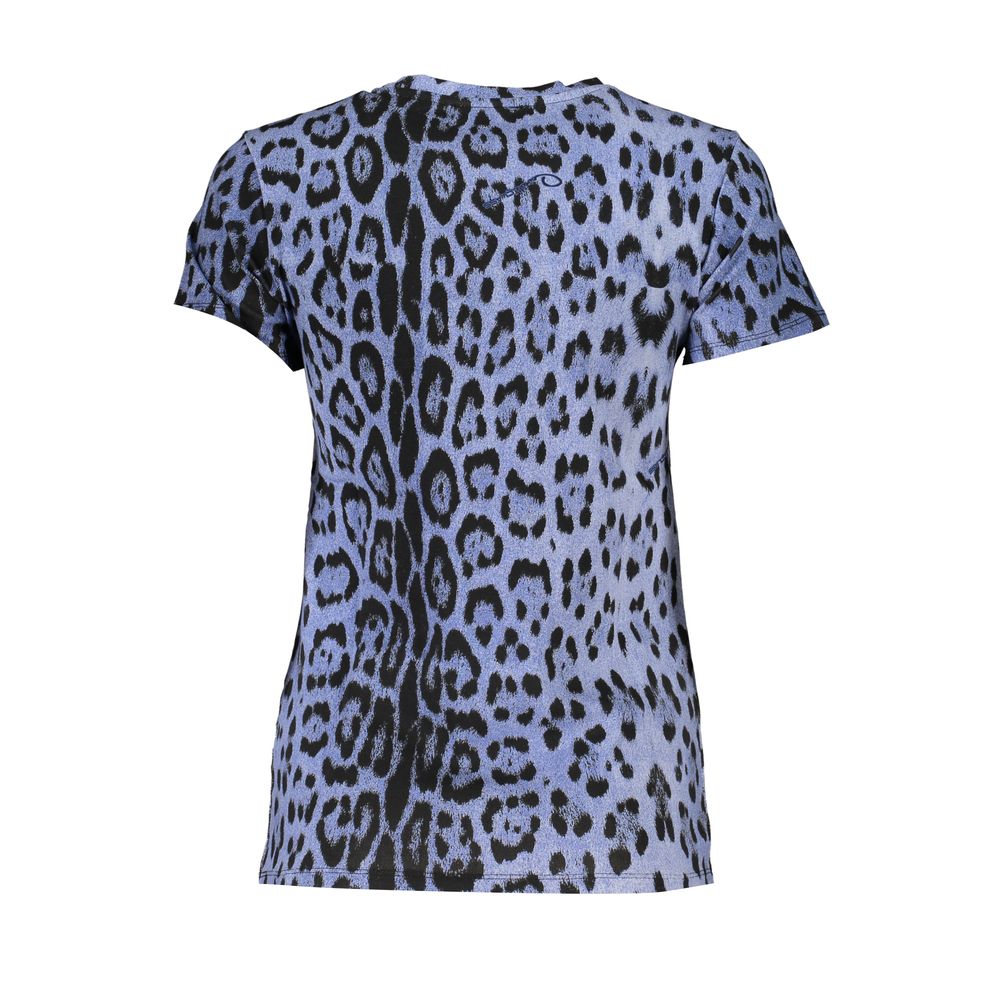 Cavalli Class T-Shirt aus blauer Baumwolle für Frauen