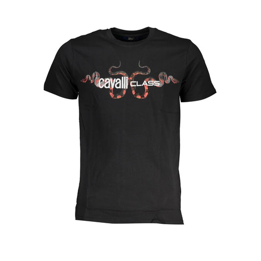 Cavalli Class Schwarzes T-Shirt aus Baumwolle