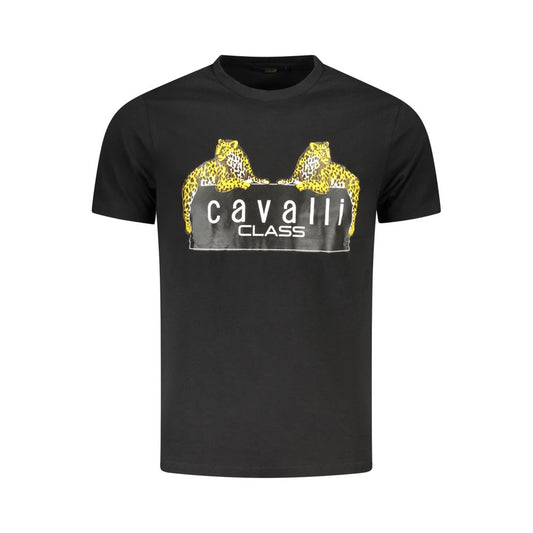 Cavalli Class Schwarzes T-Shirt aus Baumwolle
