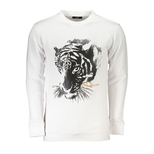 Cavalli Class Weißer Baumwollpullover für Männer