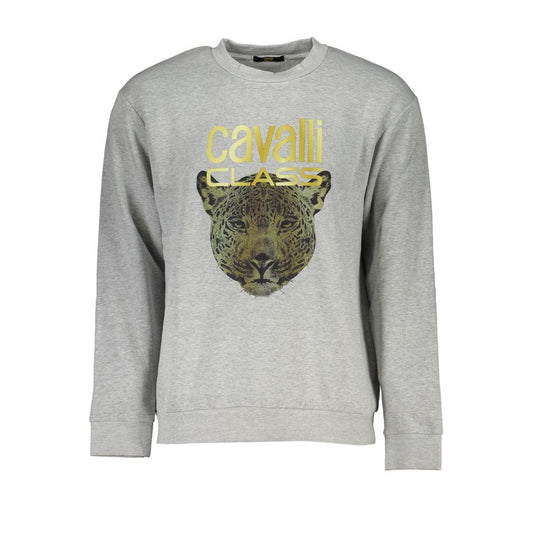 Cavalli Class Grauer Baumwollpullover für Männer