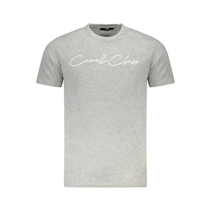 Cavalli Class Graues Baumwolle Männer T-Shirt