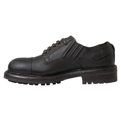 Dolce & Gabbana Braune Leder Schnürschuhe Derby Dress