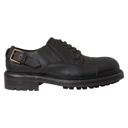 Dolce & Gabbana Braune Leder Schnürschuhe Derby Dress
