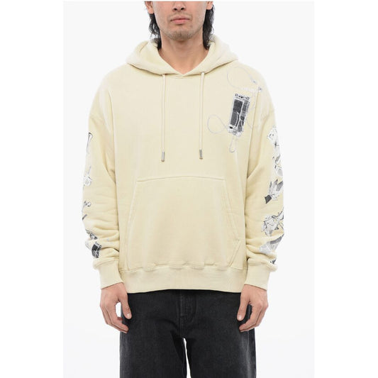 Off-White Bedruckter ANGORA Hoodie aus gebürsteter Baumwolle