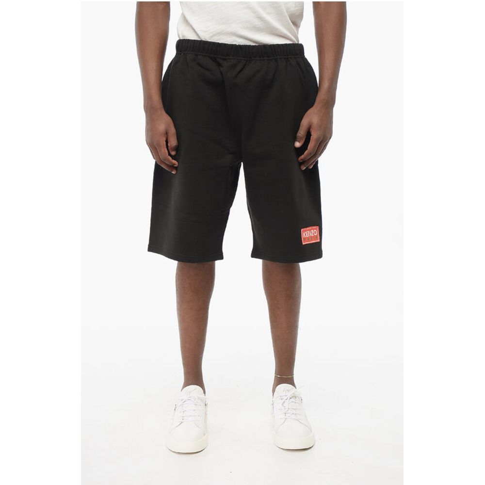 Kenzo Shorts aus gebürsteter Baumwolle mit Logoaufnäher