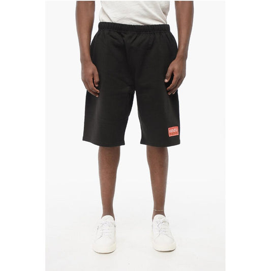 Kenzo Shorts aus gebürsteter Baumwolle mit Logoaufnäher