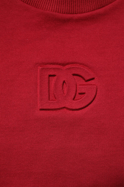 Dolce & Gabbana Roter Rundhalspullover aus Baumwolle mit Logo-Prägung