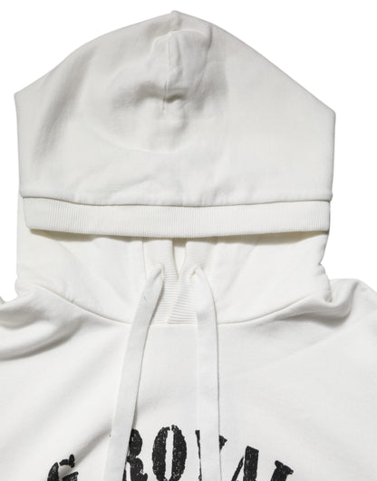 Dolce & Gabbana Weißer Kapuzenpullover aus Baumwolle DG ROYAL Print