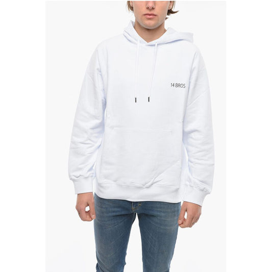 14 BROS Kontrastierender Maxi-Hoodie mit bedrucktem Rücken