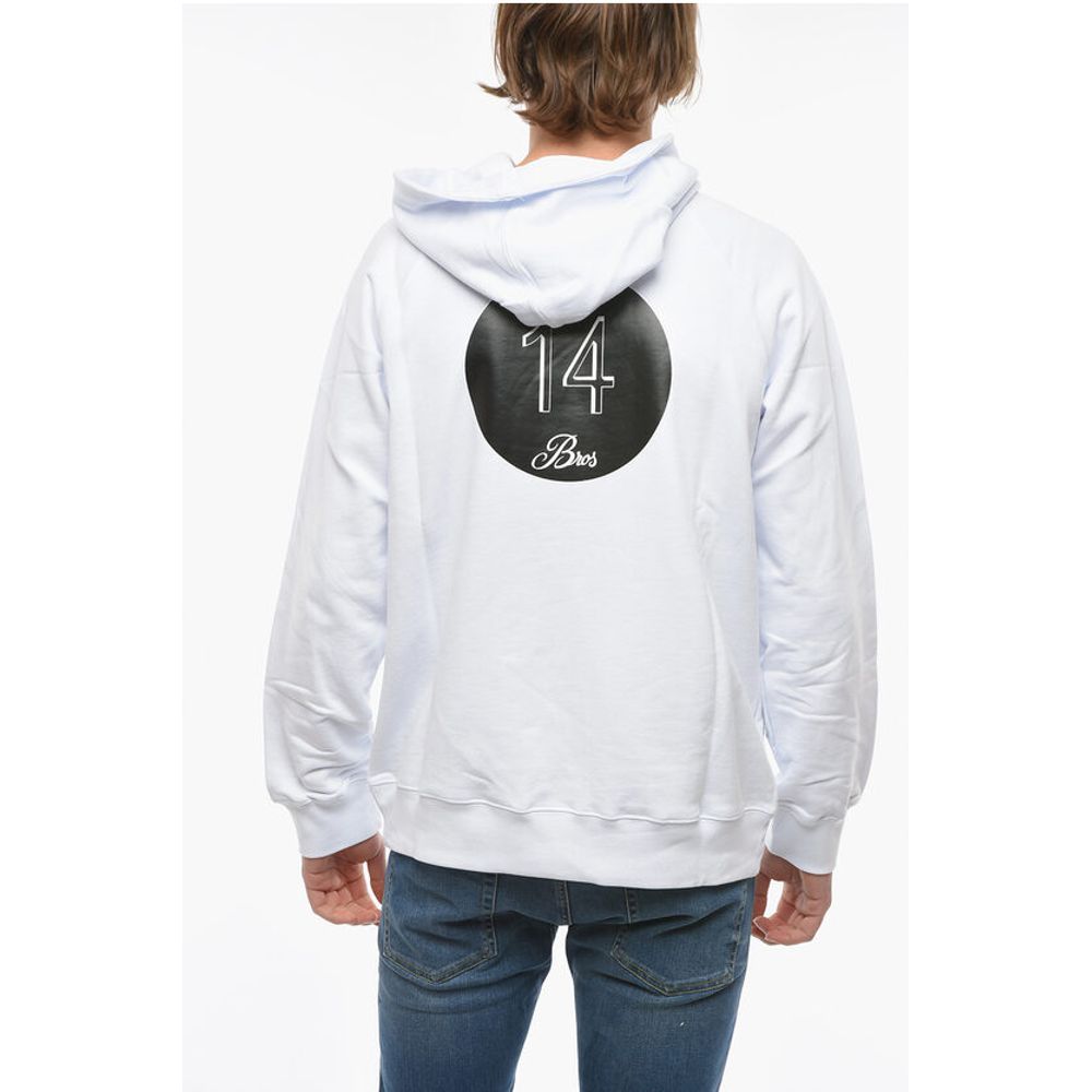 14 BROS Kontrastierender Maxi-Hoodie mit bedrucktem Rücken