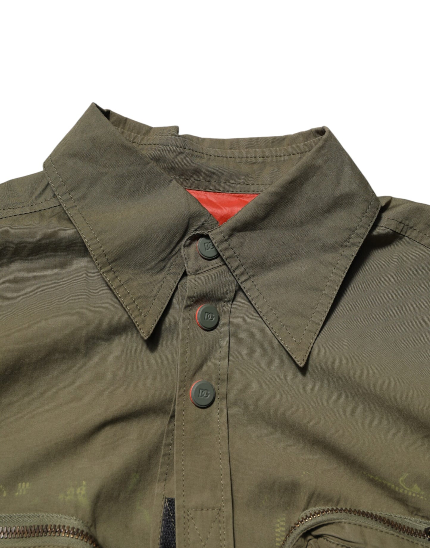 Dolce & Gabbana Armeegrünes Button Down Hemd mit langen Ärmeln