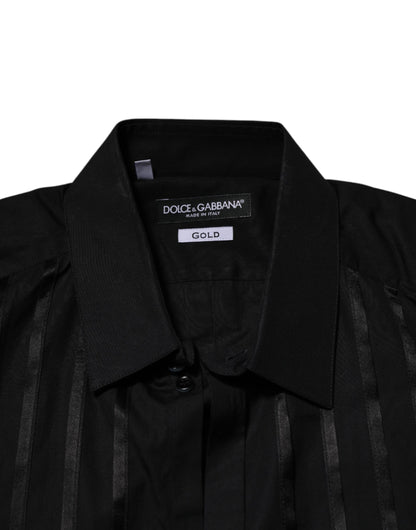 Dolce & Gabbana Schwarz GOLD Lange Ärmel Männer Formal Dress Shirt