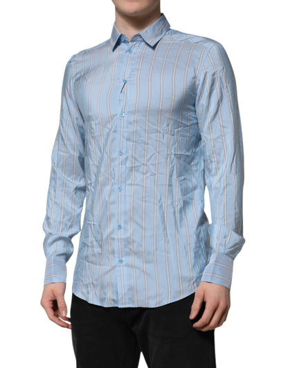 Dolce & Gabbana Blau gestreiftes MARTINI Langarmhemd