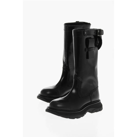 Alexander McQueen Stiefel aus gebürstetem Leder mit Schnalle
